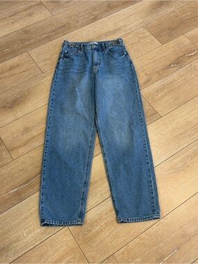 H&M Wide Leg Barrel Jeans Women’s US 4 Blue High Rise Chain Detail jeans